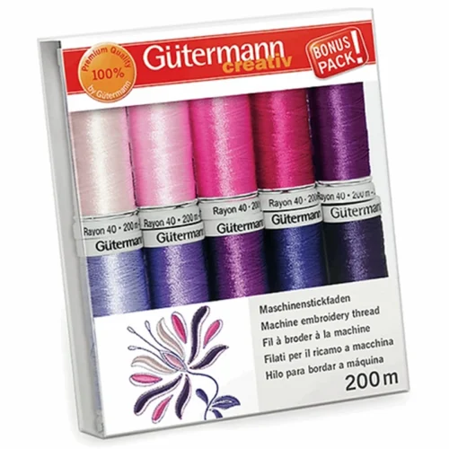 Gutermann 'Pinks & Purples' Machine Embroidery Thread Set